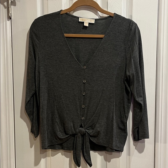 Michael Kors Women's Gray Button-Down Top - Picture 1 of 4